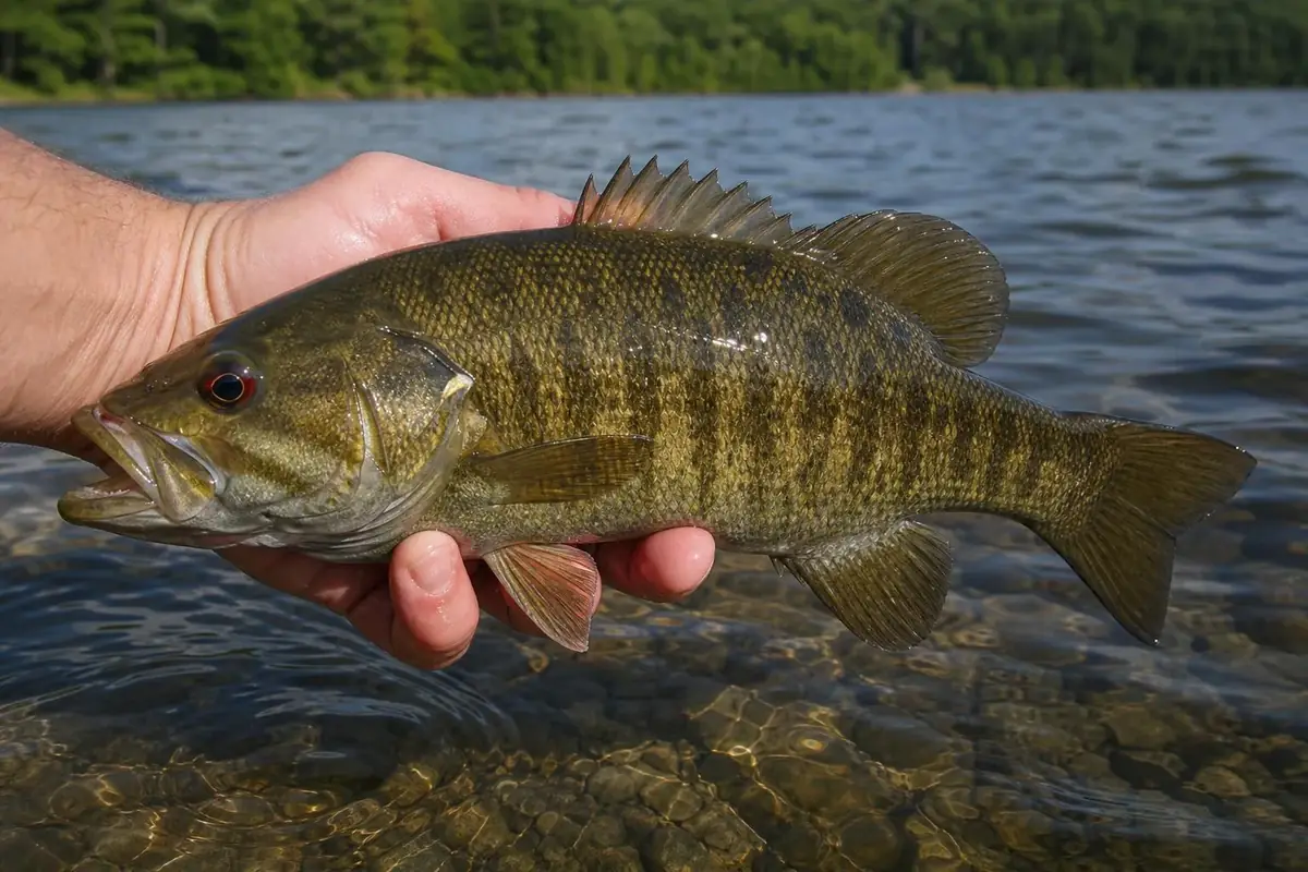 Smallmouth bass caught in an Ontario lake